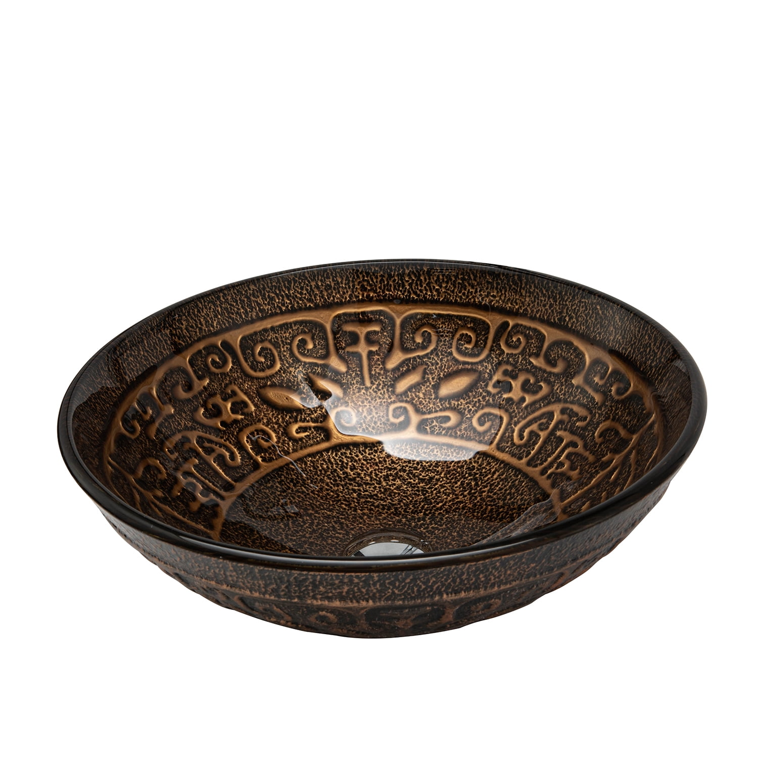 Bronze Glass Circular Above-Counter Bathroom Vessel Sink