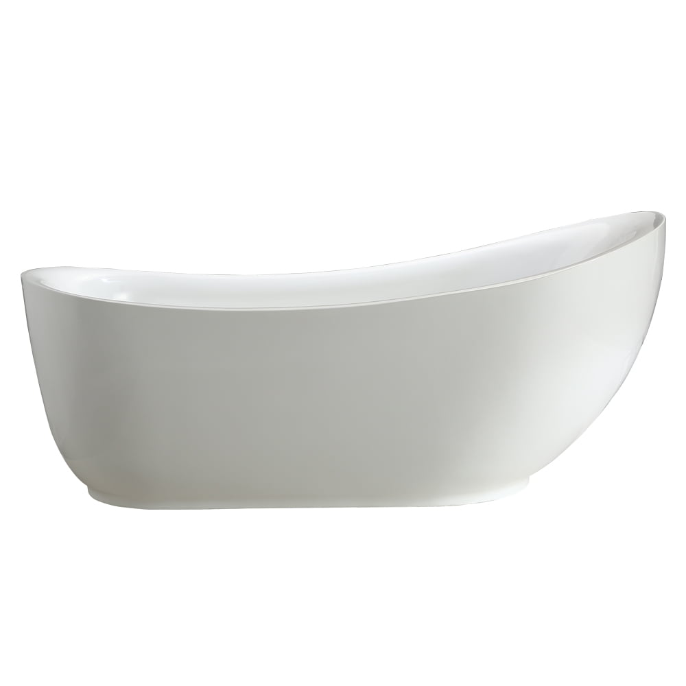 Everlie 71'' White Acrylic Freestanding Soaking Bathtub
