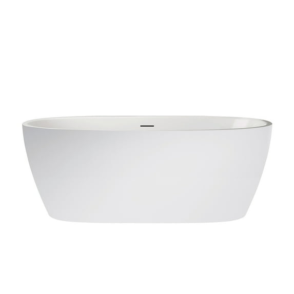 Vinnova Everly 59" x 31.5" Acrylic Freestanding Soaking Bathtub in White