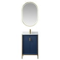 thumbnail image 1 of Vinnova Granada 24" White Faux Stone Top Single Vanity in Royal Blue w/ Mirror, 1 of 10