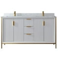 thumbnail image 1 of Vinnova Granada 60" White Faux Stone Top Double Vanity in White No Mirror, 1 of 12