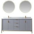 thumbnail image 1 of Vinnova Granada 72" White Faux Stone Top Double Vanity in Paris Gray w/ Mirror, 1 of 10