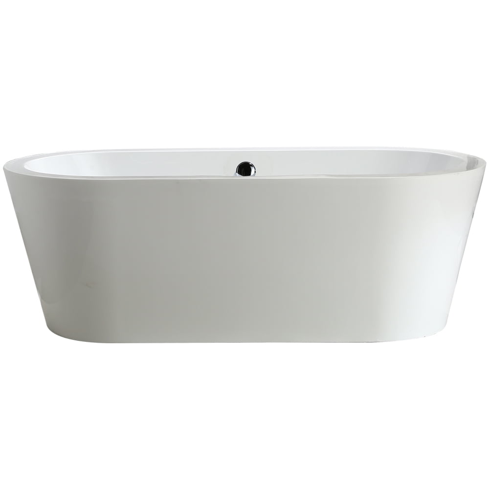 Melania 68'' x 32'' White Acrylic Freestanding Soaking Bathtub