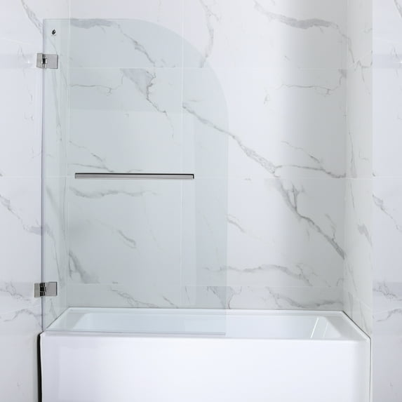 Vinnova Napoli 34" W x 58" H Hinged Frameless Glass Tub Door in Polished Chrome