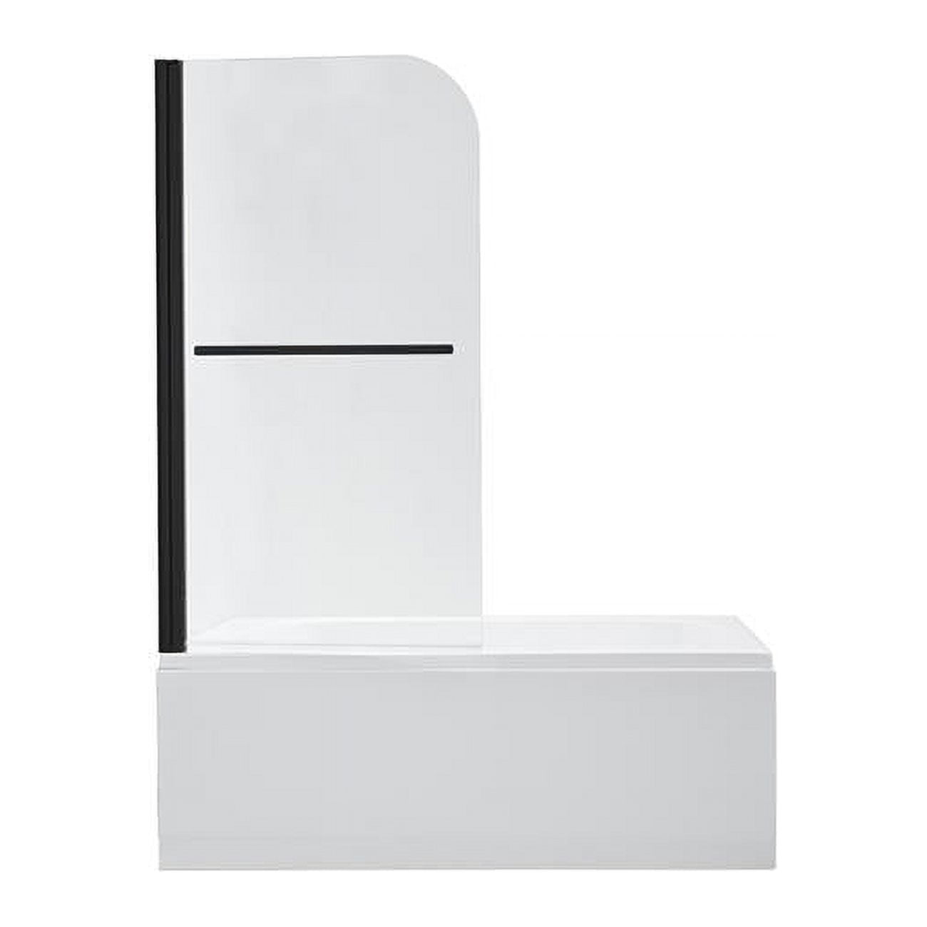 Matte Black Frameless Hinged Tub Door with Clear Tempered Glass