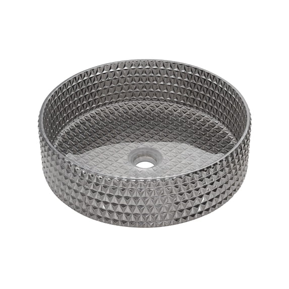 Vinnova Rubi 15.6-inch Cloudy Gray Finish Glass Round Bathroom Vanity Over-Mounted Vessel Sink Bowl