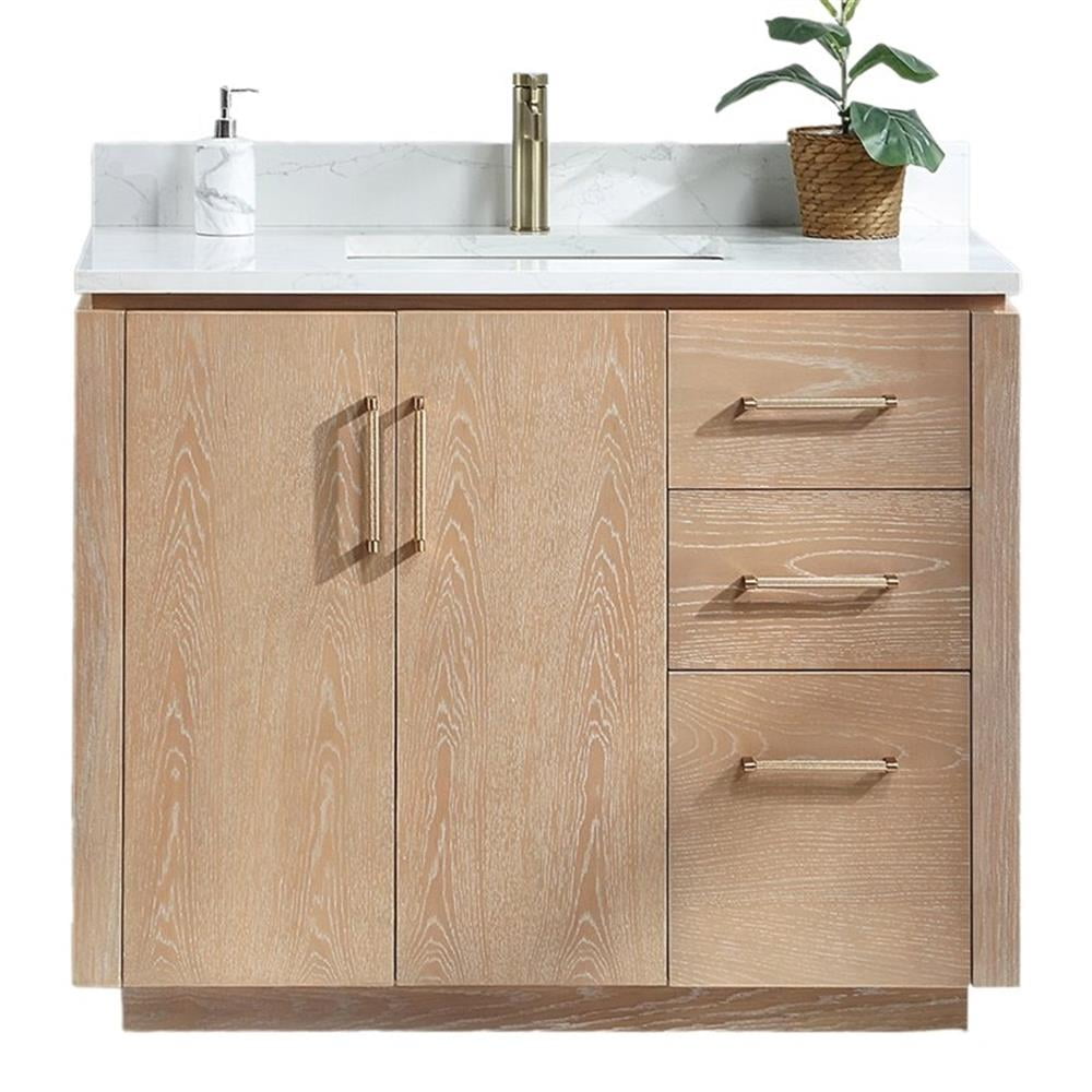 San 42'' Washed Ash Gray Single Bathroom Vanity with Gold Hardware