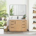 thumbnail image 1 of Vinnova San 48" Single Sink Wood Bath Vanity with Grain Stone in Brown/White, 1 of 17