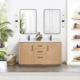 thumbnail image 1 of Vinnova San 60" Double Sink Wood Bath Vanity with Mirrors in Brown/White, 1 of 16