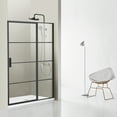 thumbnail image 1 of Vinnova Sondrio 60" W x 76" H Pivot Glass Shower Enclosure in Matte Black, 1 of 14