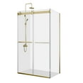 thumbnail image 1 of Vinnova Design Rectangle Double Sliding Frameless Shower Enclosure in Brushed Gold, 1 of 12