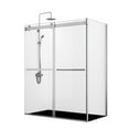 thumbnail image 1 of Vinnova Spezia 64" W x 76" H Double Sliding Frameless Glass Shower Enclosure in Chrome, 1 of 14