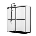 thumbnail image 1 of Vinnova Design Rectangle Double Sliding Frameless Shower Enclosure in Matte Black, 1 of 14