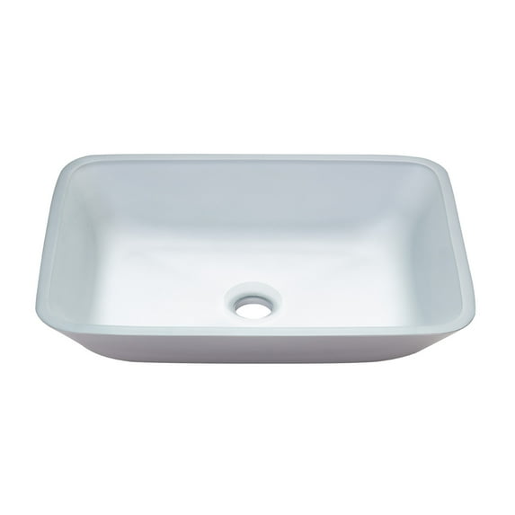 Vinnova Tudela 18-inch by 13-inch Matte Silver Glass Rectangle Bathroom over-mounted Vessel Sink