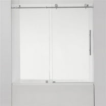 Vinnova Villena 60" W x 58" H Single Sliding Frameless Glass Tub Door in Brushed Nickel
