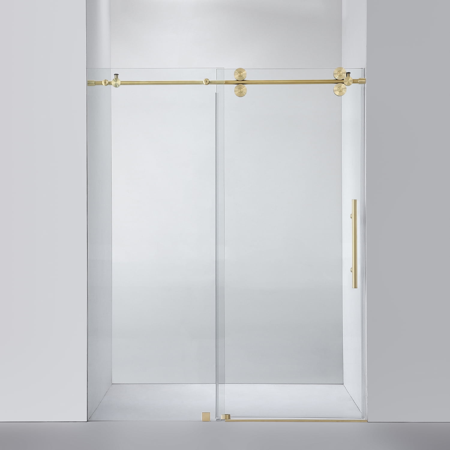 60" x 78" Brushed Gold Frameless Sliding Shower Door