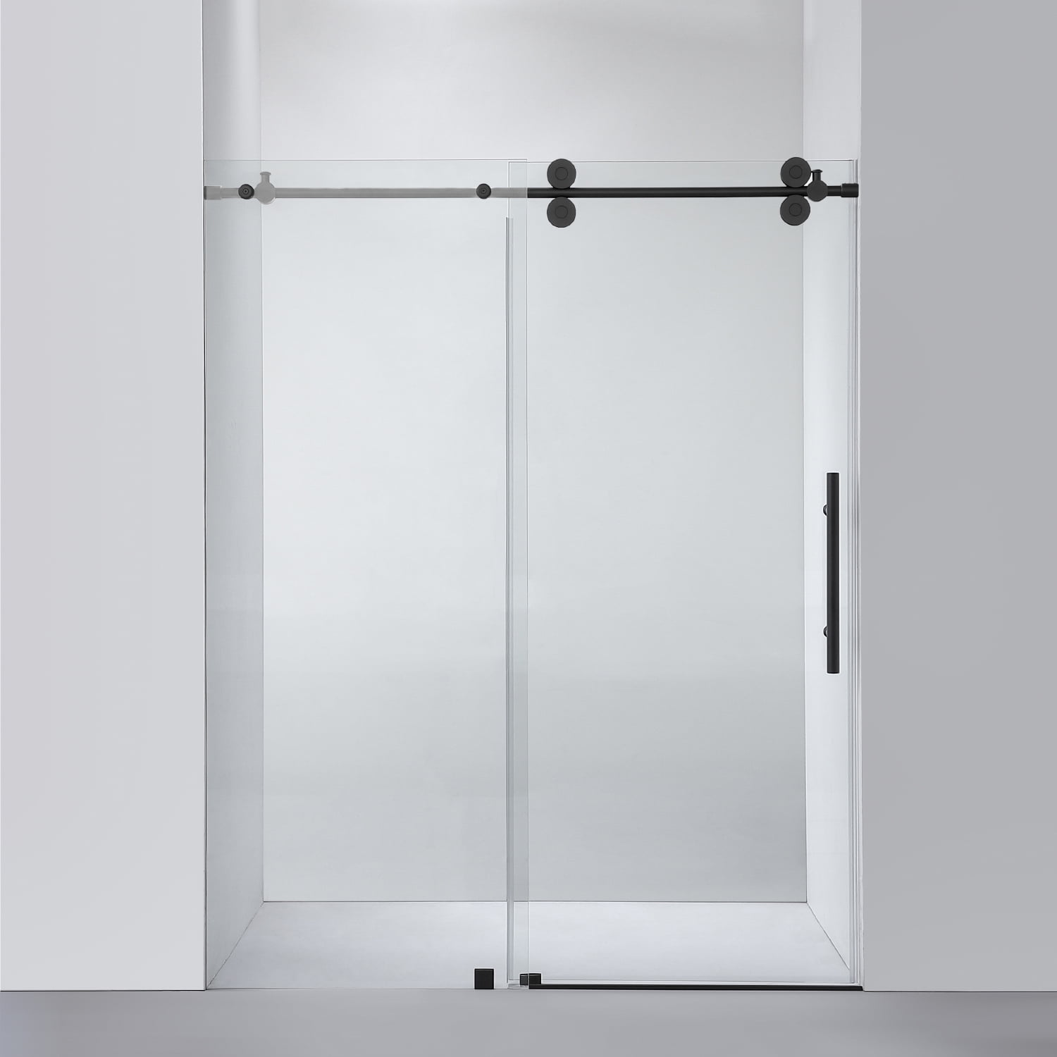 Vinnova Villena 60" Matte Black Frameless Sliding Shower Door