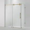 thumbnail image 1 of Vinnova Villena 60" W x 78" H Single Sliding Frameless Glass Shower Enclosure Gold, 1 of 13