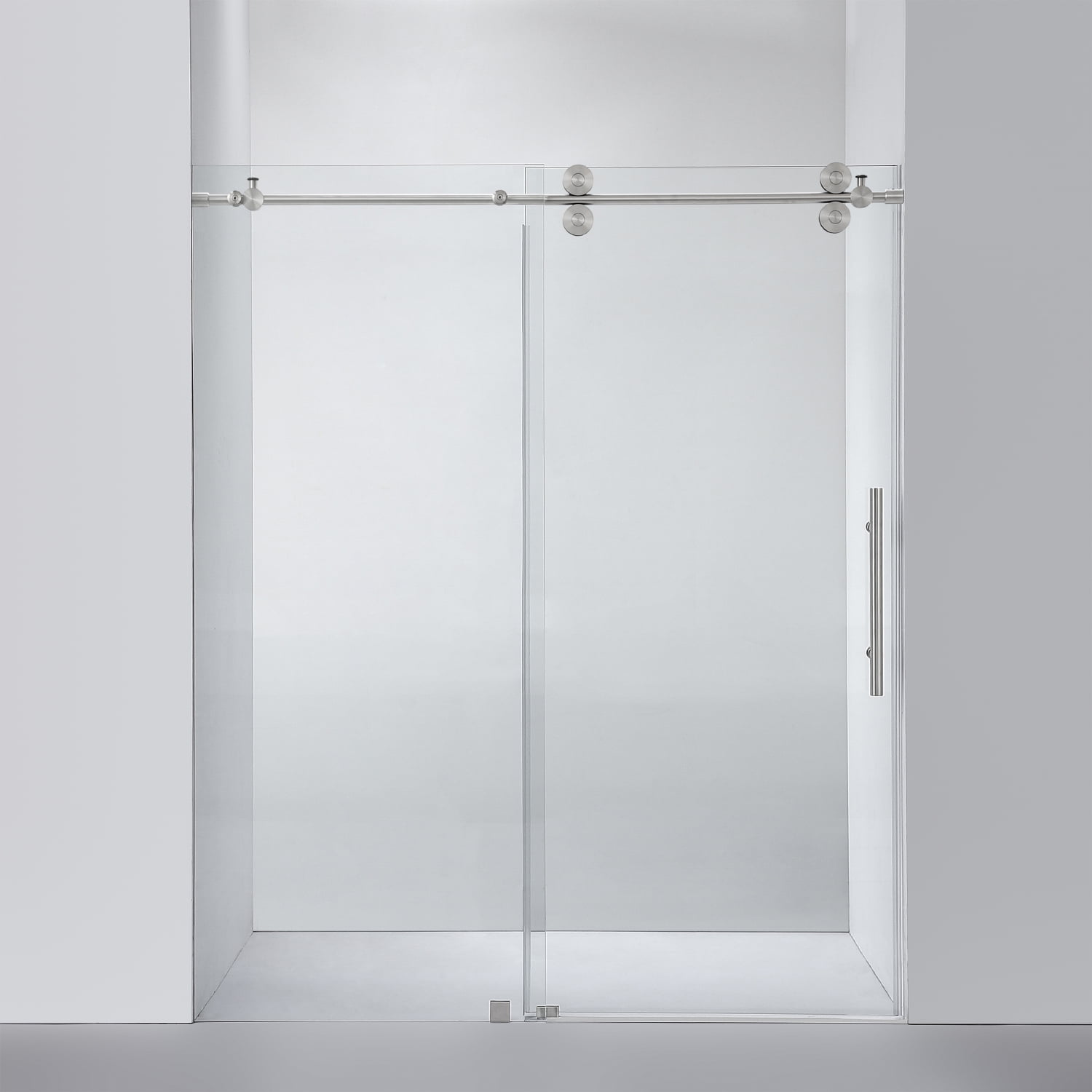 Villena 68'' x 78'' Frameless Sliding Shower Door in Brushed Nickel