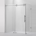 thumbnail image 1 of Vinnova Villena 68" W x 78" H Single Sliding Frameless Glass Shower Enclosure Nickel, 1 of 13