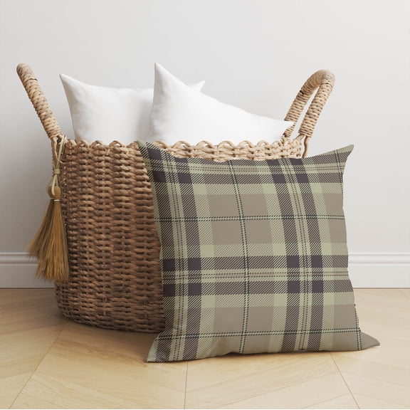 Vinny Tartan Taupe Throw Pillow