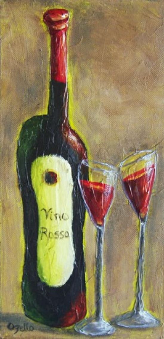 Vino Rosso for Two Canvas Art - Debra Ozello (12 x 24)