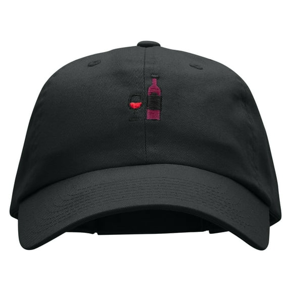 Vino Vibes Embroidered Low Profile Dyed Cotton Twill Cap - Black OSFM
