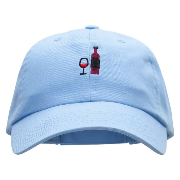 Vino Vibes Embroidered Low Profile Dyed Cotton Twill Cap - Sky Blue OSFM