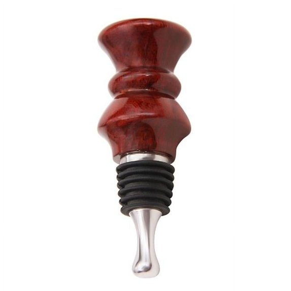 VinoStrumenti Solid Rosewood Flat Top Stainless Steel Wine Bottle Stopper - Hand Crafted Bar Accessory