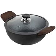 Vinod Legacy Pre-Seasoned Cast Iron Kadai, 26 cm,Induction Friendly,Black, 1 Piece