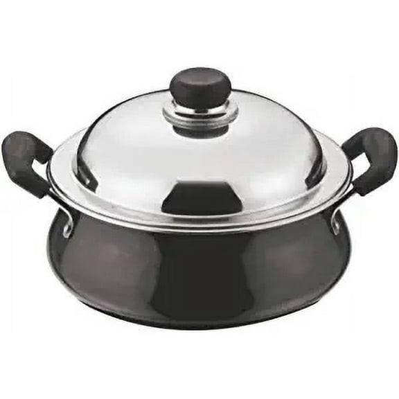 Vinod Pearl Hard Anodised Stock Pot with Stainless Steel Lid Casserole - Capacity: 5 LTR | Medium