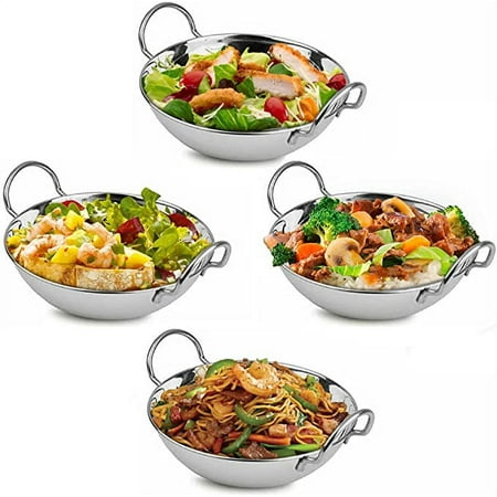 Vinod Stainless Steel Curry Serving Bowls Balti Dishes Set of 4, 15cm