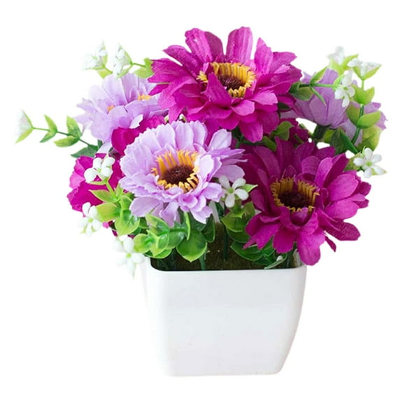 Vinoic Chrysanthemum - Artificial Chrysanthemum Gypsophila & Lotus Pot Bonsai, Realistic Flower Arrangement in Planter for Home, Garden, Wedding & Table Decor, Artificial Flowers