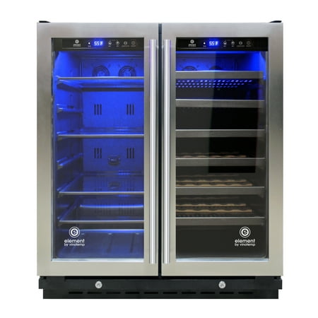 Vinotemp - 33-Bottle and 101-Can Dual Zone Wine and Beverage Cooler - Silver