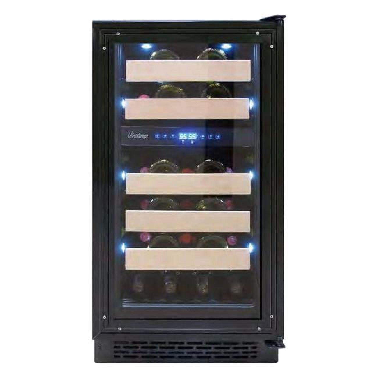 Vinotemp VT-18PR28 26 Bottle Beverage Cooler with 5 Gliding Wood Shelves, Black