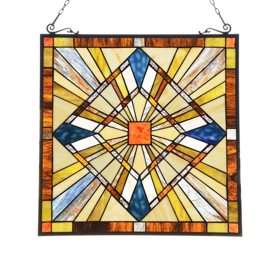 Vinplus Stained Glass Window Hanging Panels Mission Style Sun Catcher for Home Decor Gifts
