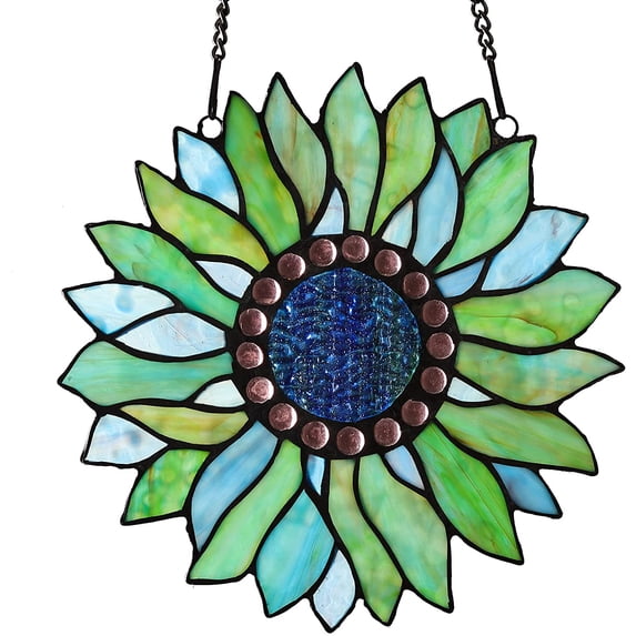 Vinplus Sunflower Stained Glass Window Hangings Handmade Tiffany Crafts Window Panels for Decor Home Gifts