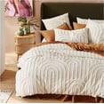 thumbnail image 1 of Vinsan Hand Tufted Cotton Duvet Cover Set 1 Duvet Cover 2 Shams Off White Color Zip Closure King Size 90" x 104", 1 of 3