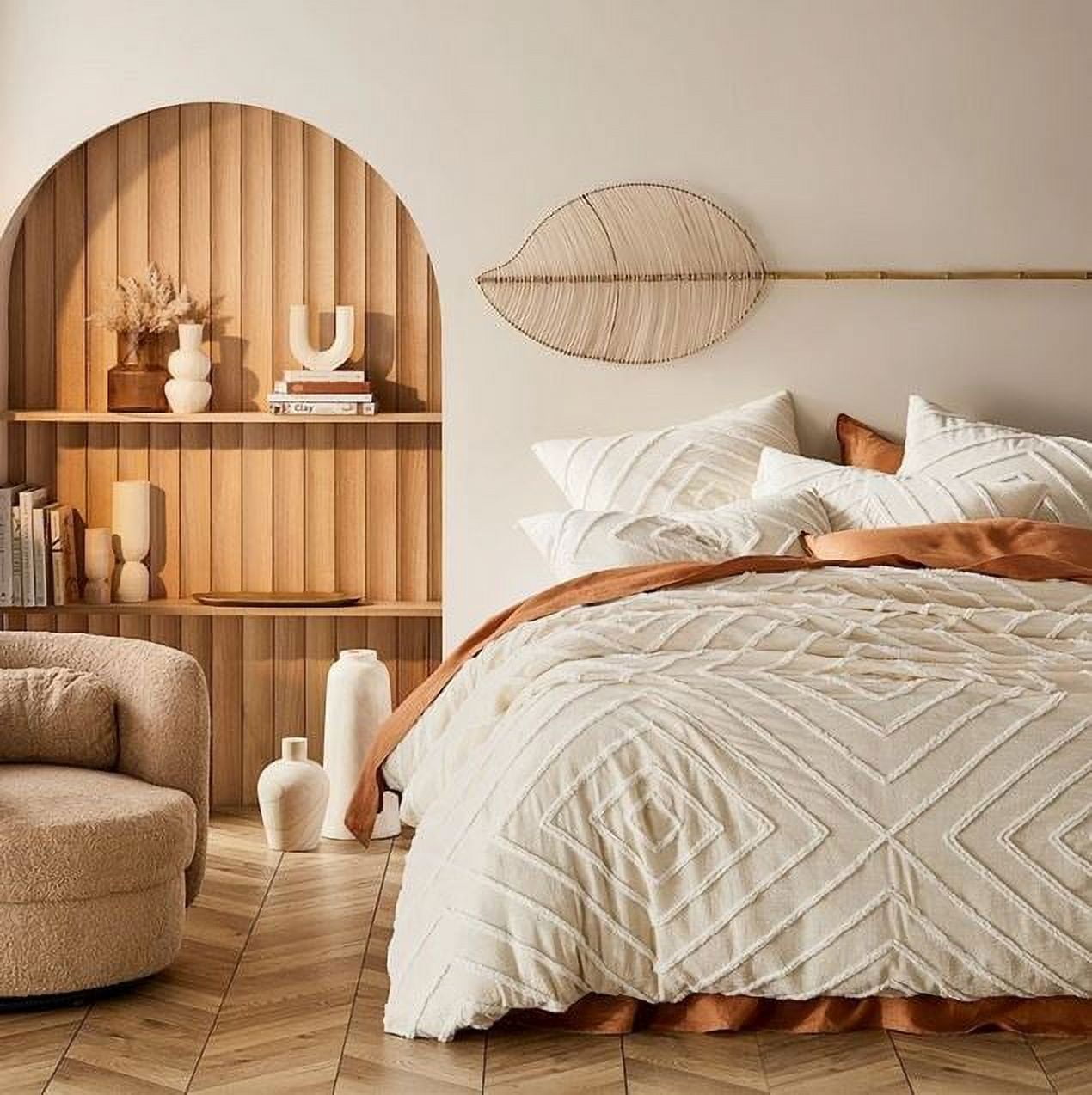 Vinsan Twin Size Boho Bedding Set Hand Tufted Cotton Comforter Off White Duvet Cover with Zip 3 Pcs Walmart