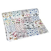 Vinsan Indian Handmade Silk Patchwork Kantha Bedspread Quilts Reversible Boho Bed Cover Throw Off White Color Baby Size 40 x 60 Inches