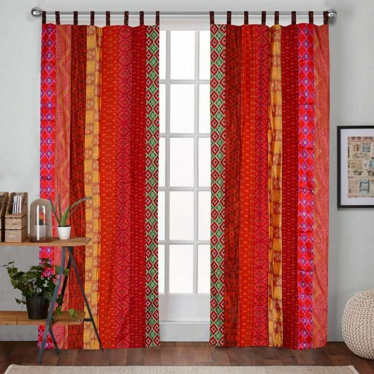Silk Saree Patchwork Curtain Panels Silk Saree Patchwork Curtain Panels
