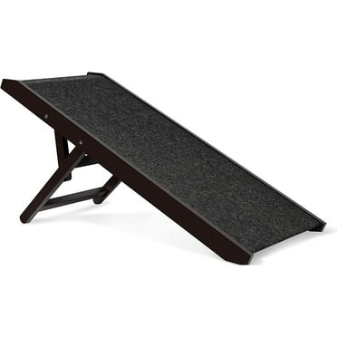 Vinsco Adjustable Dog Ramp for Low Beds or Couches - Small Dogs or Cats Only - Decorative Wooden Folding Doggie Ramps - Paw Friendly Grip Carpet - Espresso 16"