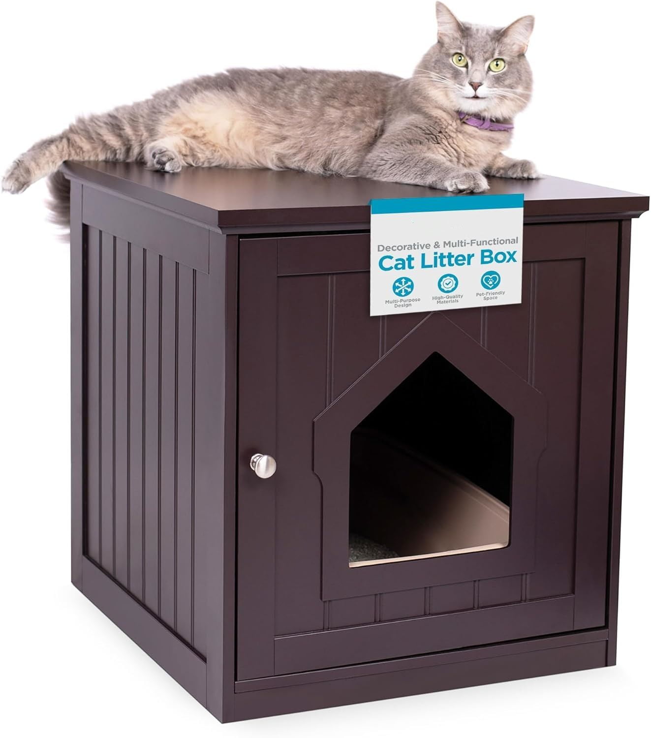 Vinsco Cat Litter Box Furniture Enclosure Hidden Kitty Litter