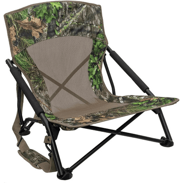 Vinsco  Hunting Chair with Foldable Low Profile Design, Mossy Oak Obsession Camo, Durable Steel Frame, and Padded Shoulder Carry Strap