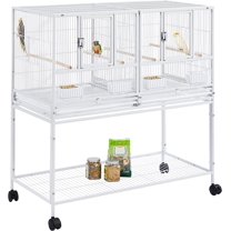 Picture of Large Divided Bird Breeding Cage with Rolling Stand for Canary, Parakeet, Cockatiel, Lovebird ...