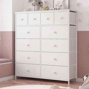 Vinsco White Dresser for Bedroom with 12 Drawers Dressers & Chest of Drawers with Wood Top, Metal Frame,Tall Dressers for Bedroom,Living Room,Hallway