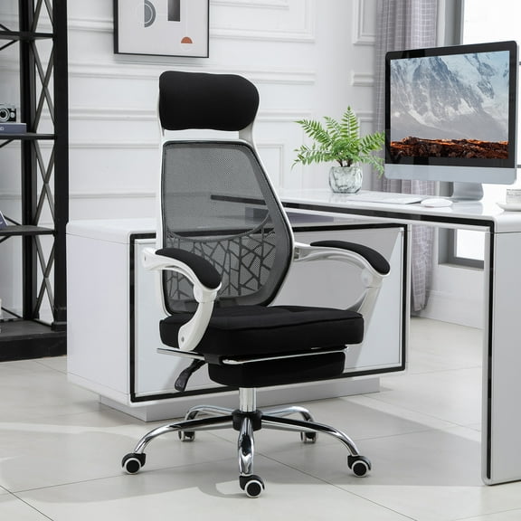 Vinsetto 26.75 in Executive Chair with Adjustable Height & Swivel, 264 lb. Capacity, Black and White