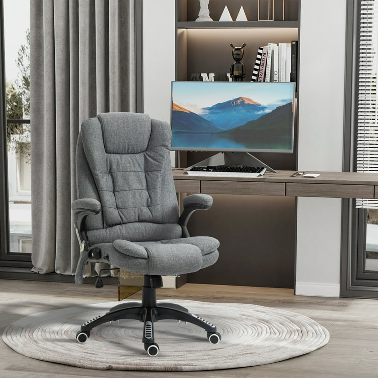 Vinsetto High Back Executive Office Chair with Vibrating Massage Heat Padded Armrests Deep Gray Walmart