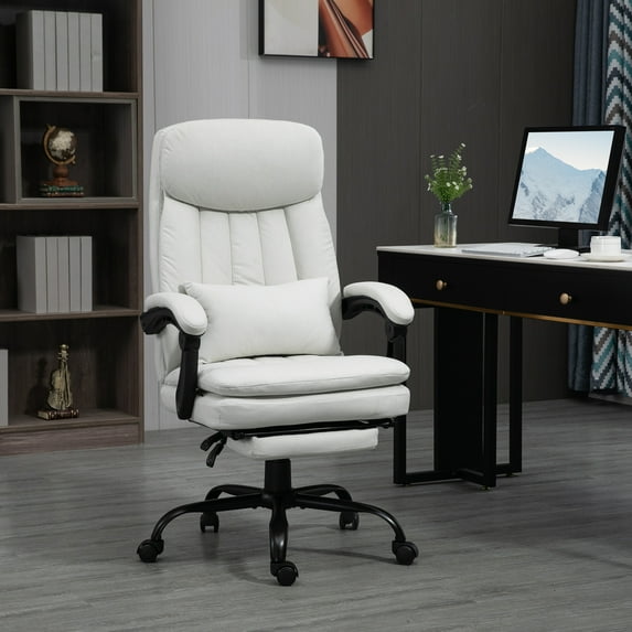Vinsetto Cushion Heated Seat and Back Massager Office Desk Chair, White