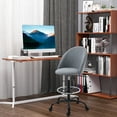 thumbnail image 1 of Vinsetto Ergonomic Rolling Drafting Chair for Standing Desk, Linen Office Stool with Adjustable Foot Ring and Steel Base, Gray, 1 of 9